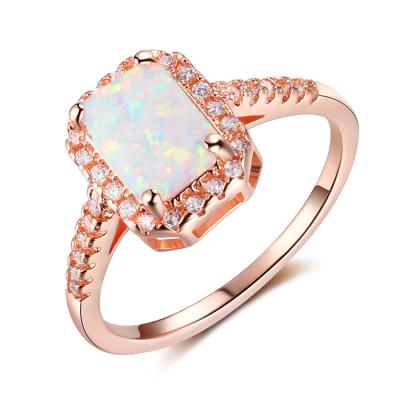 China TRENDY Fashion White Simple Synthetic Opal For Women Wedding Ring for sale