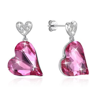 China Wholesale Vintage Heart Shape Zircon Stone Earrings for sale