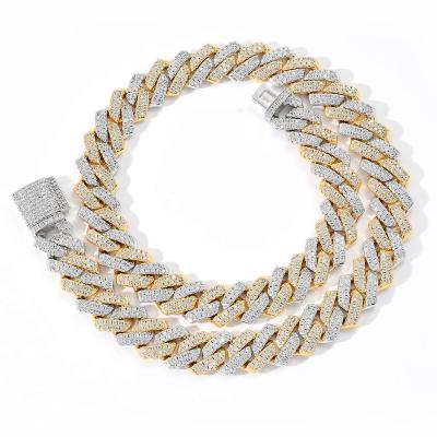 China 2020 New Hip Hop Cuban Link Necklace Bling Cuban Link High Plain Zircon Necklace Hiphop Jewelry 14MM For Men for sale