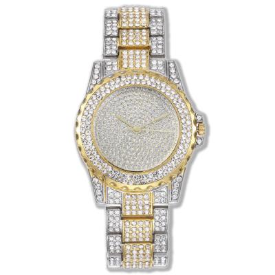 China Hiphop Gold Plated Cheap Bling Luxury Men's Unisex Women Iced Out Link Chain Watches For Gift for sale