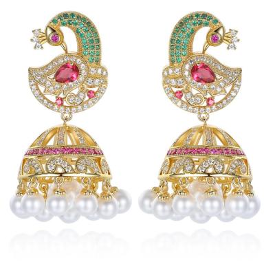 China 2019 Chica Wholesale Fashion Jewelry Baroque India Style Zircon Phoenix Pearl Earrings D.C.A. for sale