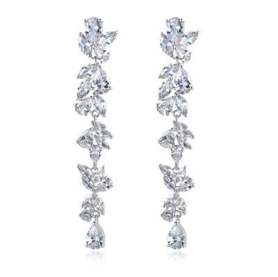 China Chica New Arrivals Bridal Jewelry Women's D.C.A. Luxury Zircon Earrings Women Long Drop Bridal Earrings for sale