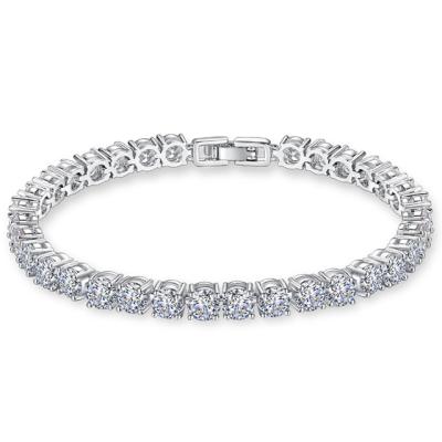 China Women Bracelet Chica Hot Sale Fashion Jewelry Rhodium Plated AAA White Zirconia Women Tennis Bracelet for sale