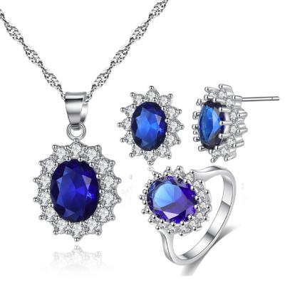 China Fashion Jewelry Wholesale Chica Fashion Jewelry Wholesale 2019 Rhodium Plated Cheap Women Cubic Zirconia Viennese Jewelry Set for sale