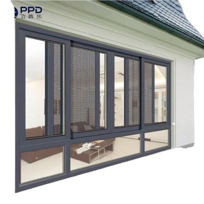 China Sliding Most Popular Shutter Cavity Awning California Aluminum Alloy Security Shutter Window Canopies Integrated Windows for sale