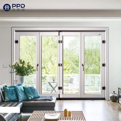 China Aluminum Tempered Glass Folding Screen And Doors Storm Curtain Windows Aluminum Profile for sale