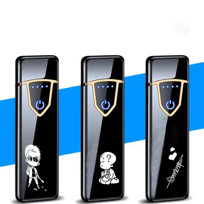 China New Logo Cigarette Eclectic Lighters Custom Mini Touch Windproof Rechargeable Heating Lighter Mode Wire USB Cigarette Lighters for sale