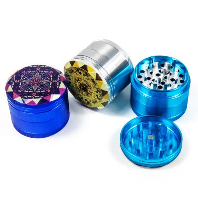 China GA515001 Transient Color Printing 50mm 4 Layer Metal Tobacco Herb Cigarette Grinder Smoking Aluminum Alloy Accessories for sale