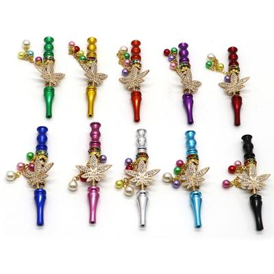 China New Arrival Fashion Diamond Leaf Designs Wholesale Creative Minimalist Mix Color Aluminum Smoking Tobacco Pipe for sale