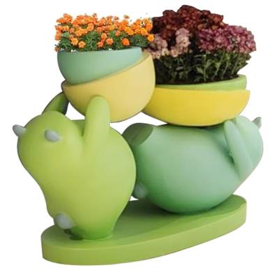 China Y883 Modern Bear Sculpture Seat Flower Pot Chair Set Furniture Modern Outdoor Sculpture Garden Flower Pot Indoor Waiting Chair for sale