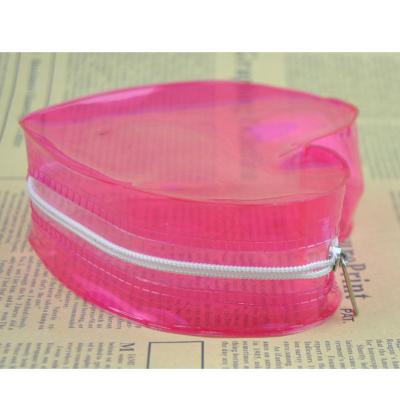 China Recyclable specializing in the production of transparent PVC/EVA bag heart type cosmetic bag with printing for sale