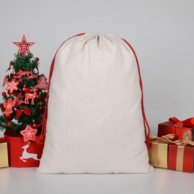 China Custom Sublimation Gift Bags Blank Christmas Santa Sack To Personalize Large Bulk Canvas 2022 Sublimation for sale