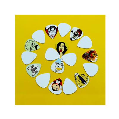 China Redsharksub Custom Sublimation Gloss Sublimation Blanks White Aluminum Guitar Pick Double Sided Metal Music Guitar Pick White for sale