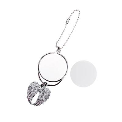 China 2021 Sublimation Hot Sale White Metal Zinc Alloy Car Pendant Hanging With Angel Wings for sale