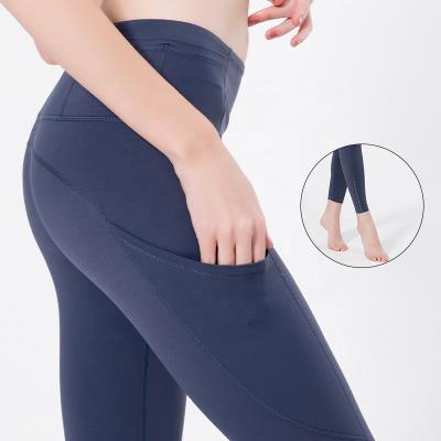 China 2021 New Model Lulu Yoga Pants With Pocket Breathable Women Leggings Wholesale Sexy High Waist Workout Yoga Leggings for sale