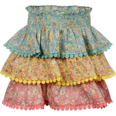 China Wholesale Fashion Top Elastic Summer Elastic Waistband Design Anti-wrinkle Baby Eyelet Lace Fringe Kids Baby Kids Ruffled Use Girls' Skirts for sale