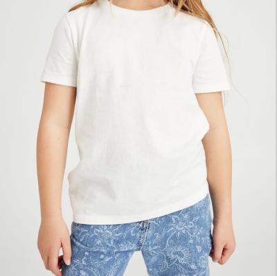 China Summer Anti-Shrink Kids Clothes Round Collar Little Kid Tee Cotton Tops Customs White Color T-shirts Girls Shorts Sleeves Clothing for sale