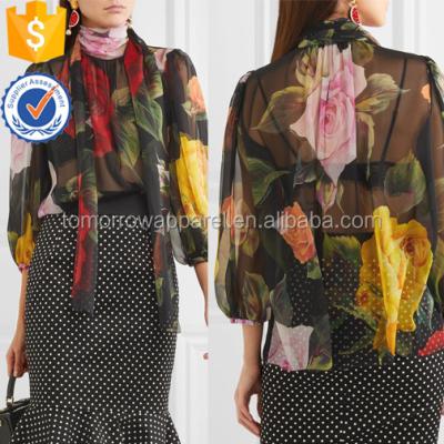 China Other Cat-Bow Floral-printed Silk-chiffon blouse wholesale fashion women clothing (TA4080B) for sale