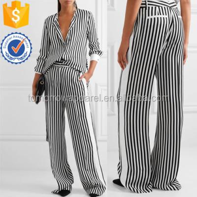 China Sustainable Striped Satin-Twill Wide-Leg Pants Factory Wholesale Fashion Women Clothing (TA3043P) for sale