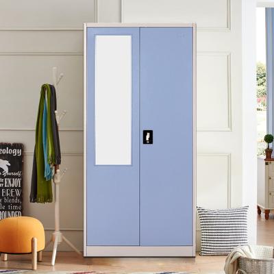 China Adjustable Home Clothes Storage Furniture 2(Height) Steel Wardrobe Doors With Mirror On Door for sale