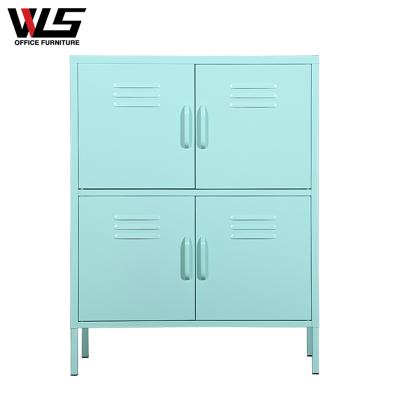 China (Size) Industrial Style Metal Adjustable View 4 Layer Bedroom Storage Cabinet with 4 Doors for sale