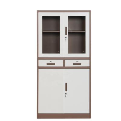 China Wholesale Price Glass Door Steel 2 Drawers Double Platform Adjustable File Storage Steel Cabinet (Size) for sale