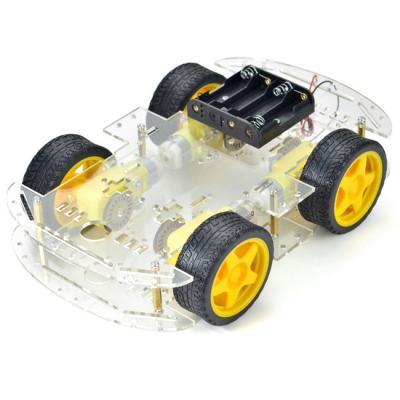 China Acrylic 4WD Smart Robot Car Chassis Kit With DC Motor Support Wheel Battery Box for sale