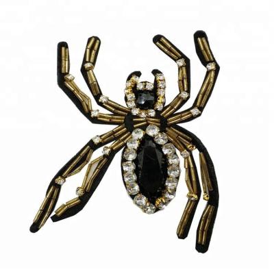 China Wholesale 3D Custom Sew On Handmade Beaded Spider Embroidery Applique 3d Rhinestone Patches for sale