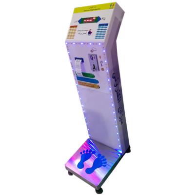 China Coin+Weight+Printer+Voice+LED Display Electronic Scale 500kg Coin Vending Weighing Machine for sale