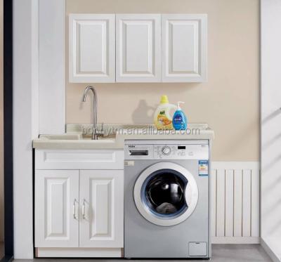 China China F-212 Modern Washing Machine Cabinet 304 SS Laundry Balcony Cabinet Metal Vanity for sale