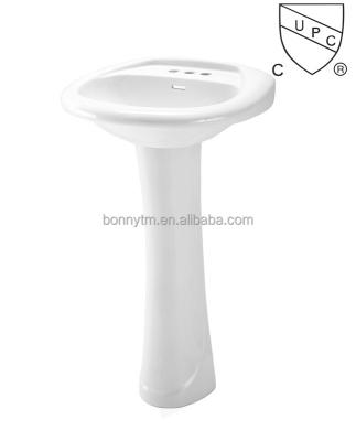 China China Foshan SN101 Pedestal Sink Wash Vanity Easy Clean Sanitary Cheap Free Standing Basin With New Ceramic Pedestal Wash Basin for sale