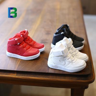 China Barchon factory price china fashion design kids sneakers high quality Anti-slippery girls leather trim shoes boys rubber sports shoes for sale