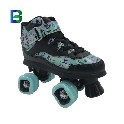 China Synthetic PVC Leather+velvet since folding roller skates for kids boys black and white roller skates for sale