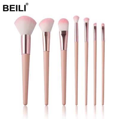 China BEILI makeups 7pcs private label makeup brush vegan soft synthetic hair soft wholesale durable seller pink cosmetic brush for sale