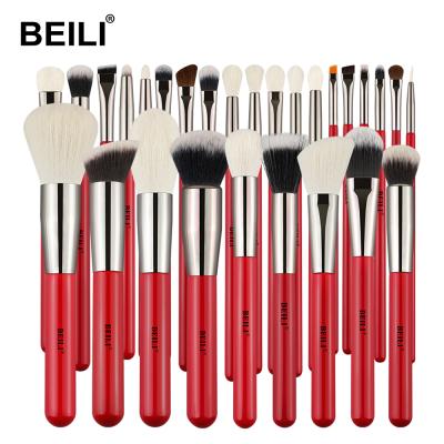 China BEILI 28Pcs Red Pony Goat Hair Makeup Buesh Foundation Set Professional Durable Synthetic Private Label Eyebrow Cosmetic Brushes for sale