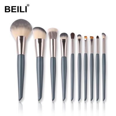 China BEILI 10pc Long Lasting Blue Blush Makeup Brush Set Pincel Maquiagem Cosmetic Private Label Brushes Makeup Brushes Highlighter Bar Makeup for sale