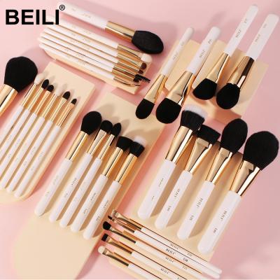 China BEILI brochas de maquillaje profesional Long Lasting Pearl White Makeup Brushes 7-32pcs Set Goat Pony Synthetic Hair Customized Logo for sale