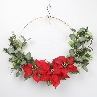 China NEW DESIGN Artificial Flower Fashional Christmas Holiday Xmas Decoration Artificial Flowers For Circle Wreath for sale