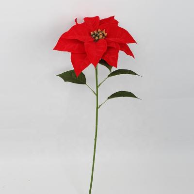 China New Design Fashional Artificial Flowers Christmas Decoration Single Stem Christmas Artificial Flowers for sale