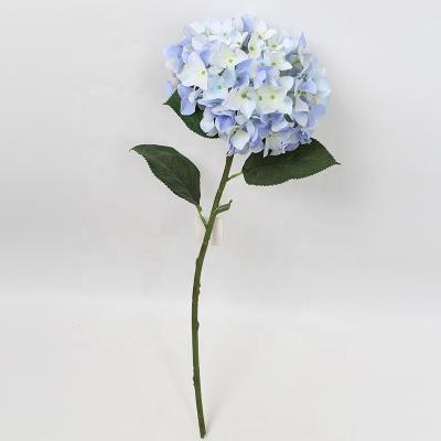 China Fashional Artificial Flower Hot Sale 62cm Single Stem For Wedding Decoration White Hydrangea Artificial Silk Flower And Blue for sale