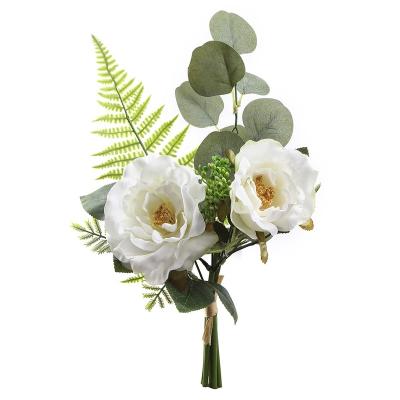 China Fashional Artificial Flowers hot sale gift and decoration artificial flowers rose bouquet cloth and silk flower bouquet for sale