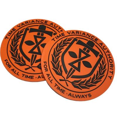 China Handmade Custom 3D Embossed Rubber Label For Apparel Patch Round PVC 2.5