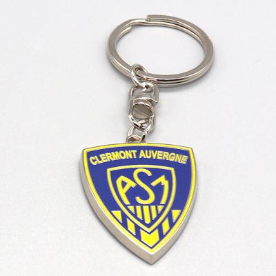 China Custom Gifts Shield Shape Company Logo Stamped Metal Hard Enamel Key Chain For Promotion for sale