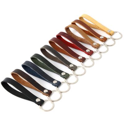 China Gifts Amazon Spot Car Leather Key Chain Embossed Leather Key Chain Metal Branded Leather Key Chain For Promotion for sale