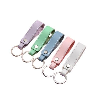 China Colorful Leather Exquisite Leather Keychains Vegan Promotion Gifts PU Leather Keychains for sale