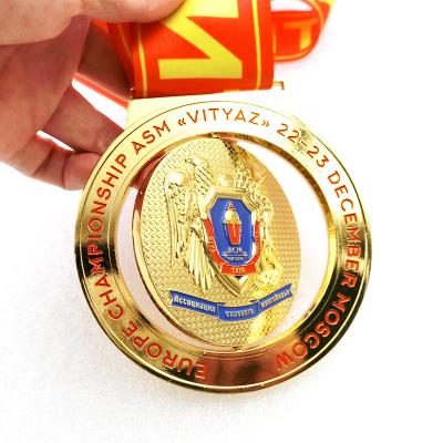 China Custom Europe Gold Medallion, Gold Medal, Custom Spinner Medal with Ribbon for sale