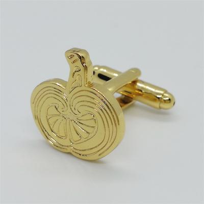 China Promotion Shirts Men Fashion Promotion Gifts Custom Logo Die Stamp Gold Apple Cufflinks for sale