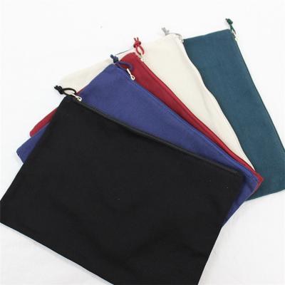 China Reclycled Promotion A4 Size Cotton Canvas Document Pouch Canvas Cosmetic Bag With Zipper for sale