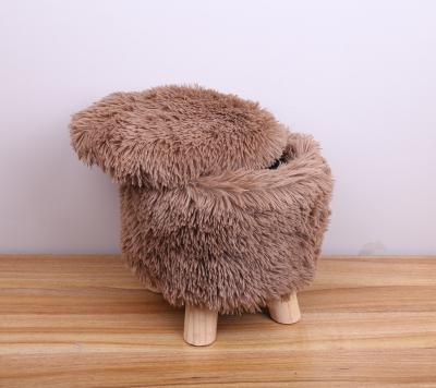 China Convertible 3 Legs Wooden Stool Round Fabric Fur Ottoman Child Stool With Storage Box Storage Stool And Lid for sale