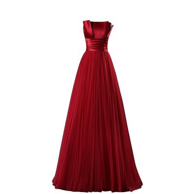 China 2022 Anti-Static Wine Red Bridesmaid Dresses Strapless Satin A Line Sexy Backless Wedding A Line Party Celebrity Prom Formal Evening Dress New for sale